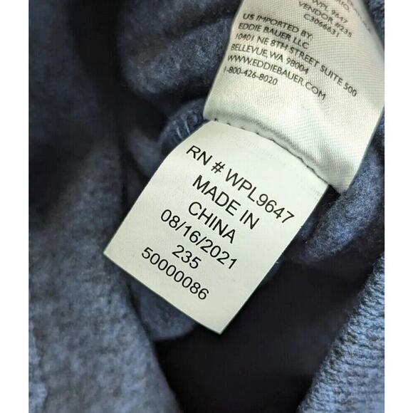Eddie Bauer Pullover Mens Small Fleece Snap Button Radiator Blue Recycled Jacket - Picture 11 of 13